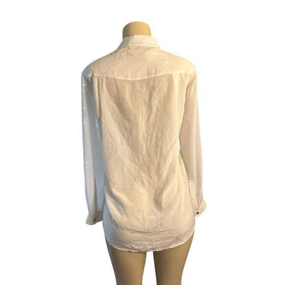 Women S The Kooples Cream White Button-Down 100% Silk Blouse Shirt Top Long Slv - Picture 5 of 7